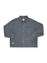 かすれ感とボクシーシルエットが特徴の薄手混紡チェックシャツ。ディテールにこだわった春夏秋向けライトウェア。