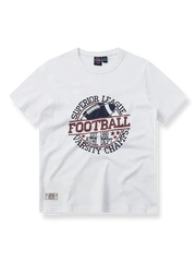 胸に「SUPERIOR LEAGUE FOOTBALL」と創立年をプリントしたラグビーカレッジスタイルTシャツ。
