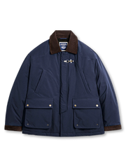 ハンティングジャケット コーデュロイ襟 サファリコート ブラウン ネイビー 19世紀復刻風 ショート丈 防風アウター