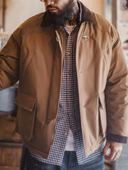 ハンティングジャケット コーデュロイ襟切り替え サファリショートコート