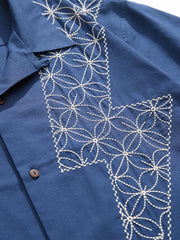 刺し子稲妻オープンカラーシャツ