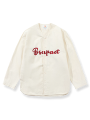 刺し子生地とVネックデザインを融合させたベースボールシャツ