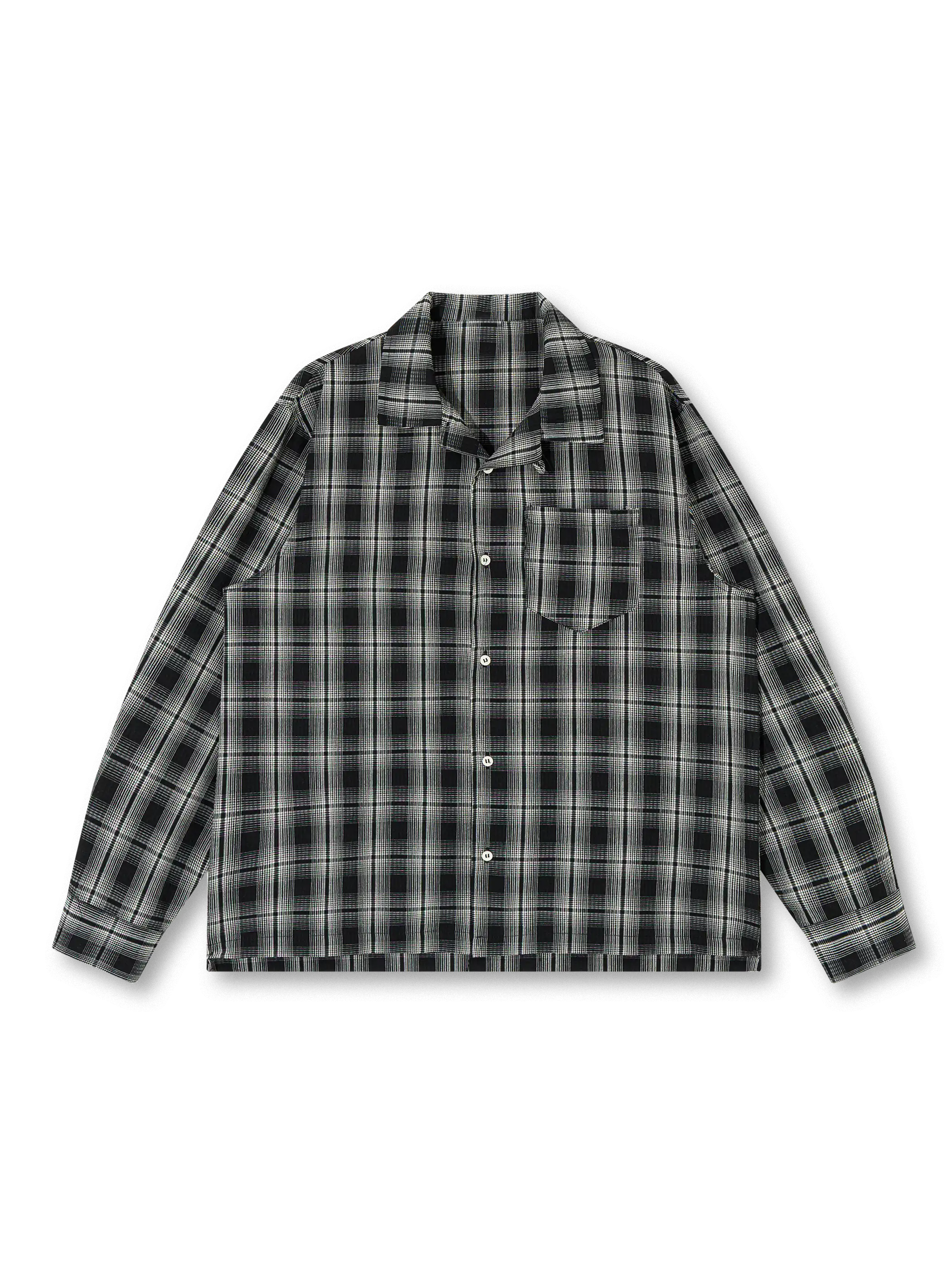 伸縮性のあるサッカー生地とヴィンテージチェックが特徴のキューバカラーシャツ、涼感ある夏仕様