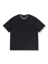貝殻刺繍入り320g抗シワジャージー素材クルーネックTシャツ