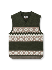 伝統的なフェアアイル柄とシェットランドウール素材のセーターベスト