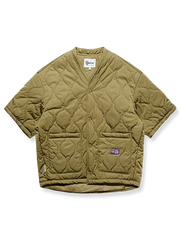 半袖キルティング襟なし中綿ジャケットの製品イメージ