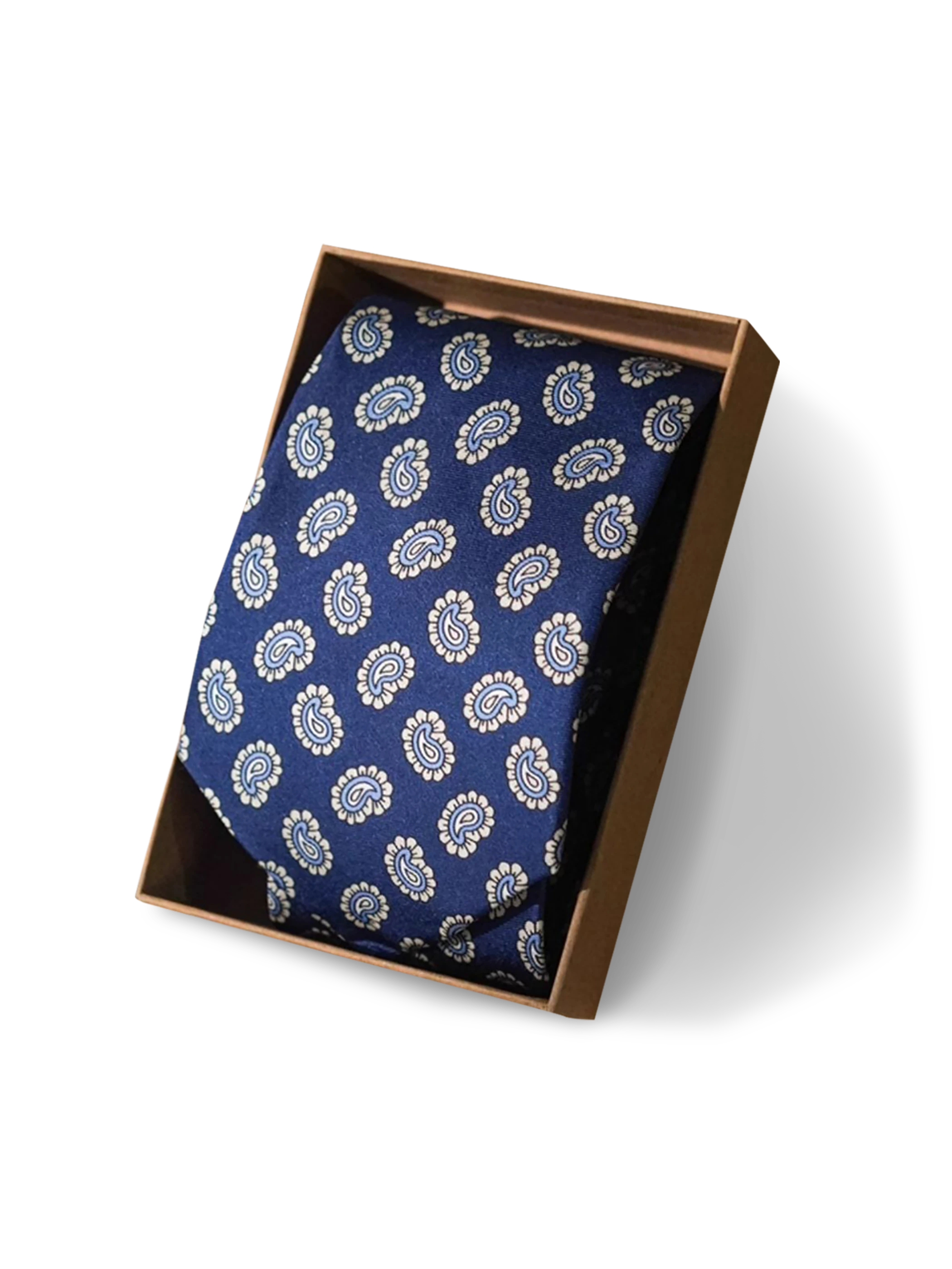 光沢と滑らかな手触りのペイズリー柄シルクネクタイ。