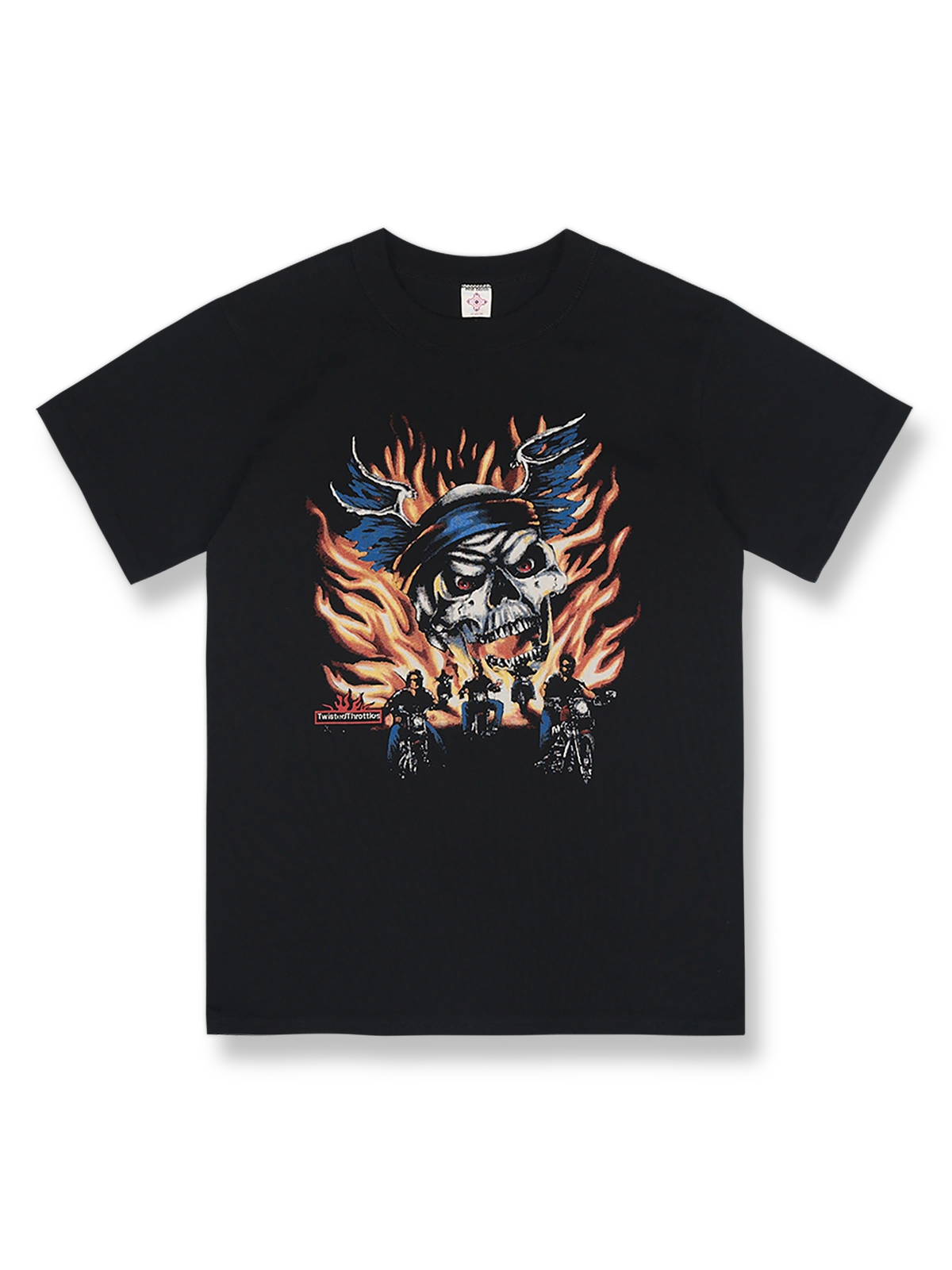 スカルバイカープリントのショートスリーブTシャツ