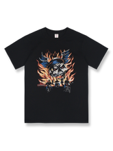 スカルバイカープリントのショートスリーブTシャツ