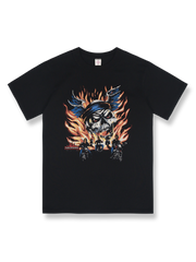 スカルバイカープリントのショートスリーブTシャツ