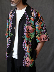 スカルフローラル アロハシャツ