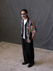 スカルフローラル アロハシャツ