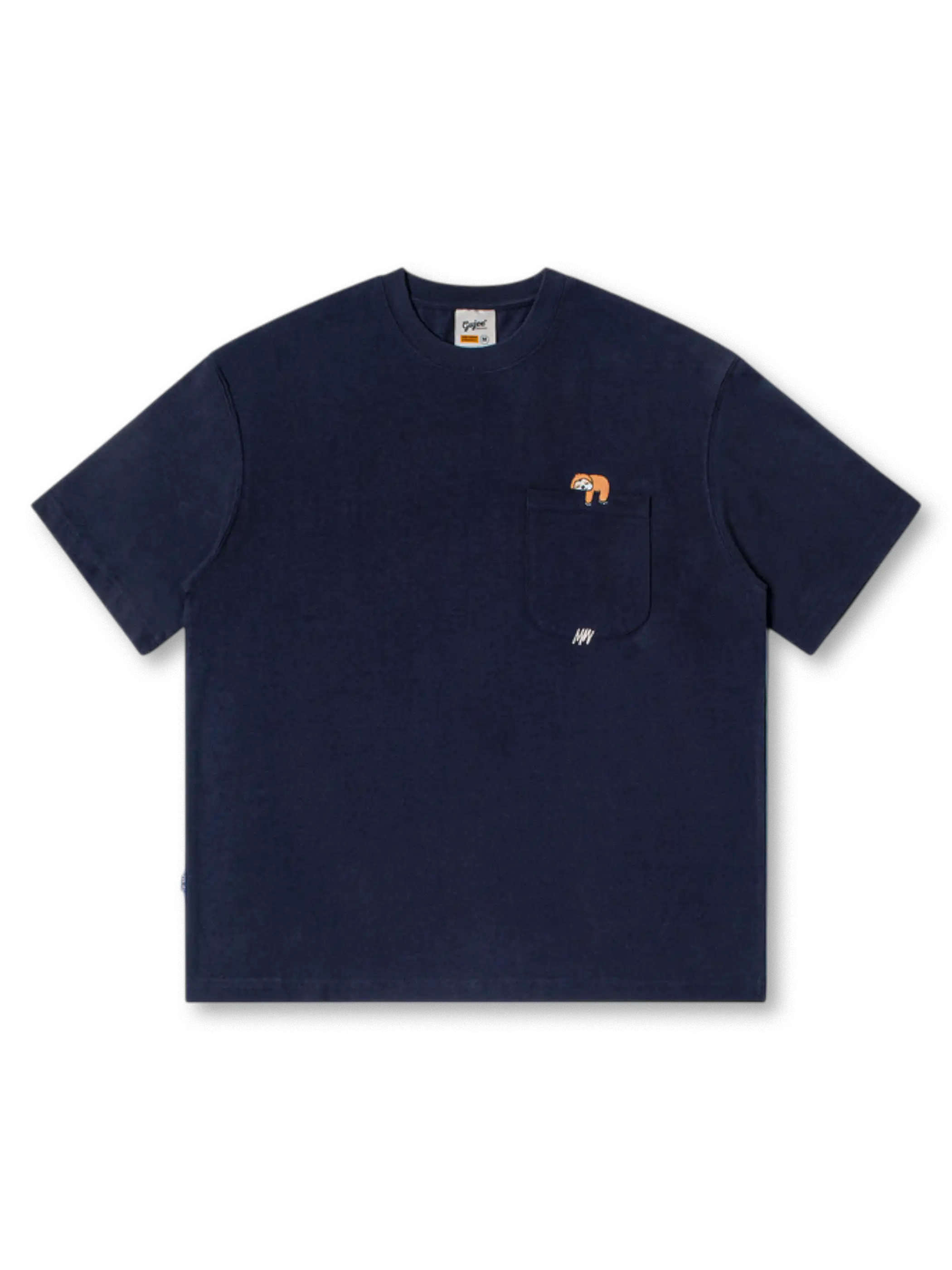 ナマケモノ刺繍が特徴のリラックスフィットヴィンテージクルーネックTシャツ