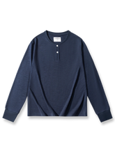 スラブコットン ヘンリーネック長袖Tシャツ