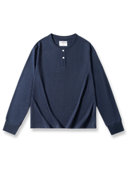 スラブコットン ヘンリーネック長袖Tシャツ