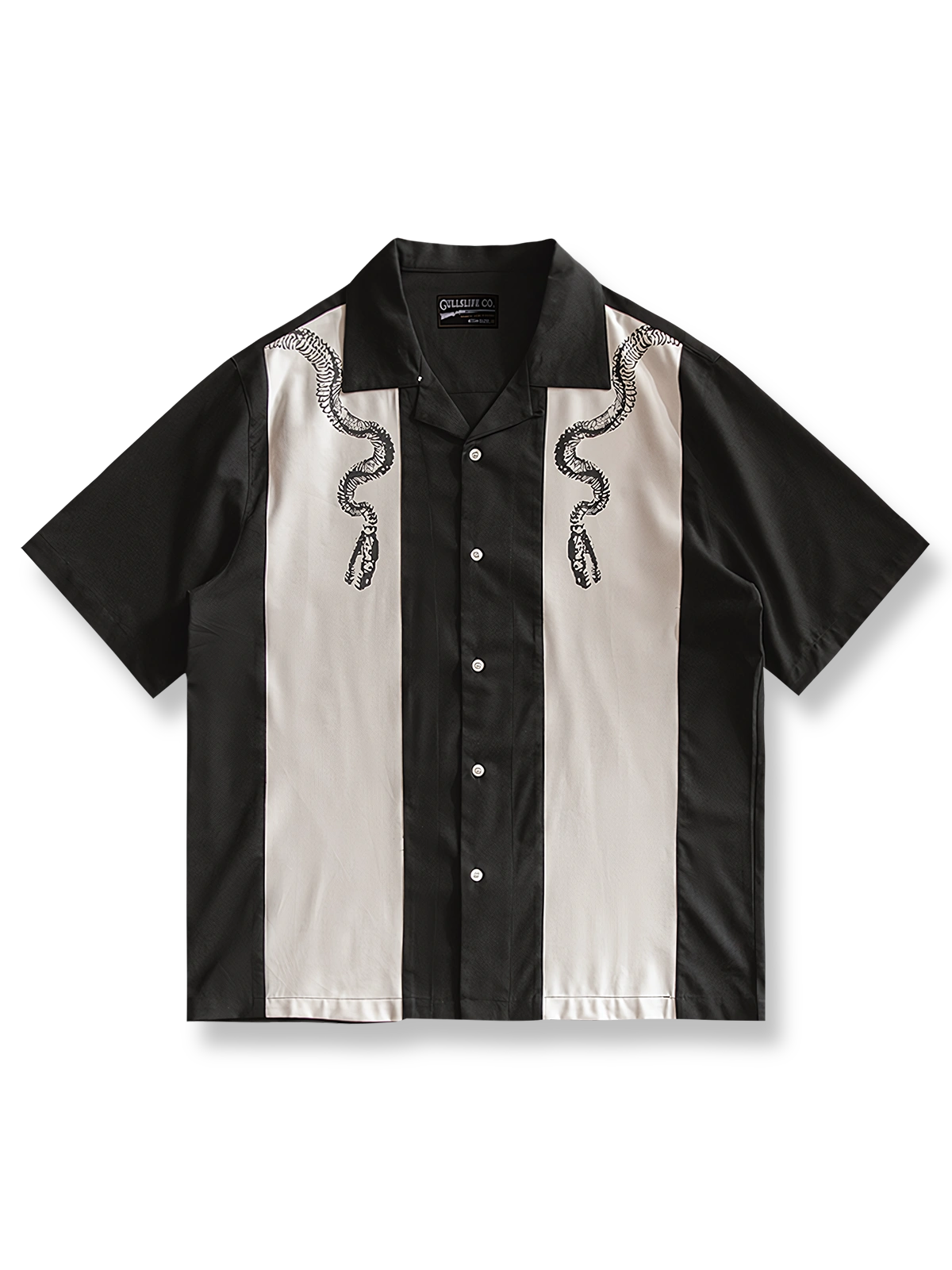 蛇骨プリントボウリングシャツ