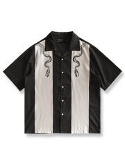 蛇骨プリントボウリングシャツ