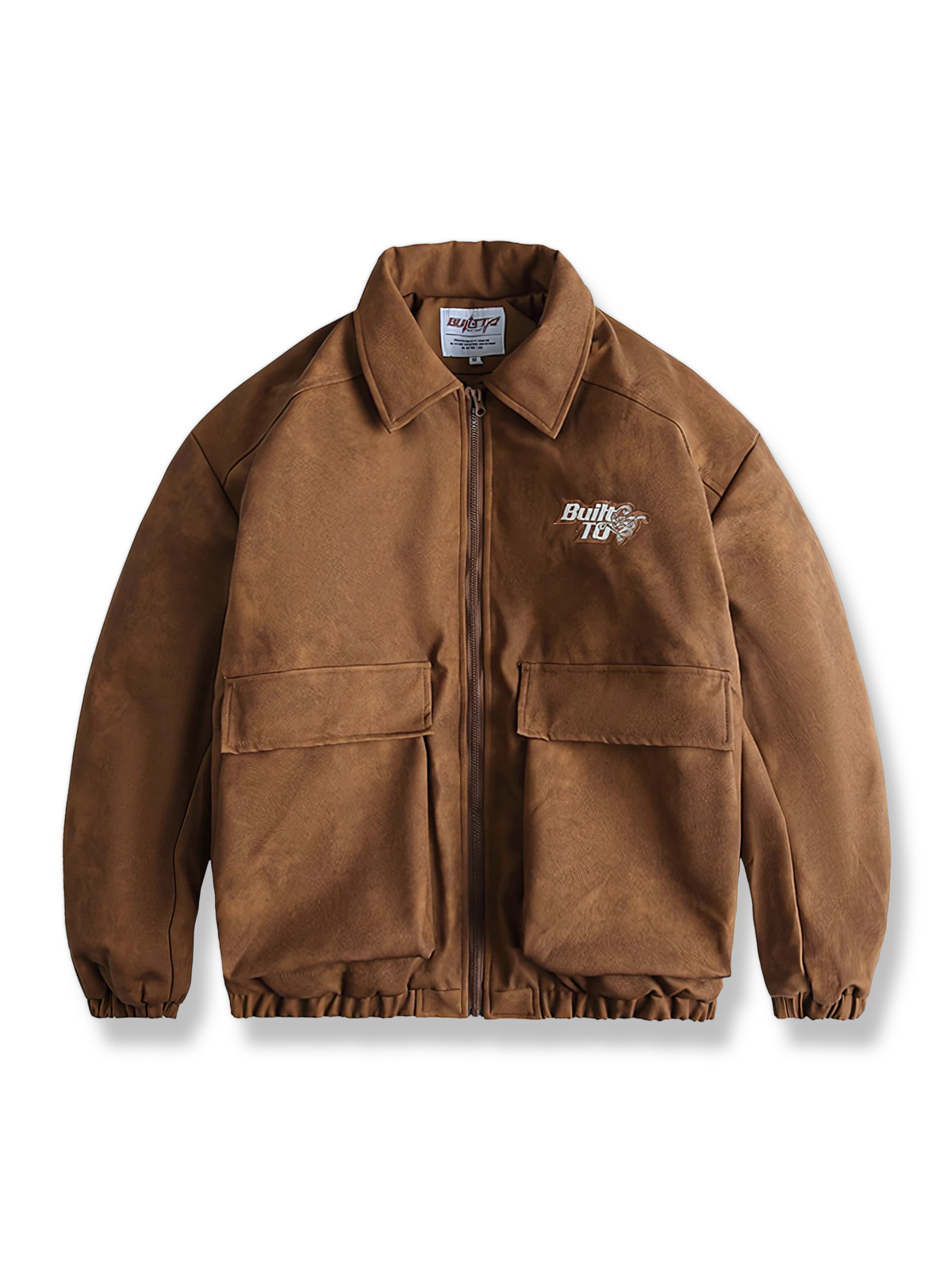 無地立体ポケット付き襟付き中綿ジャケット