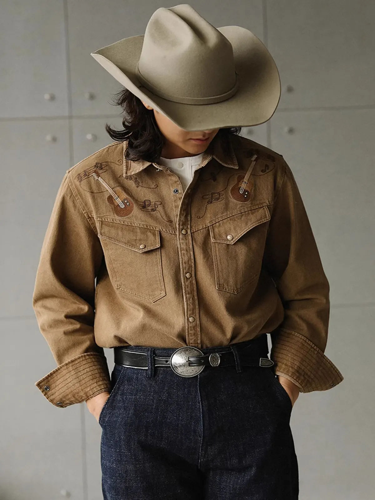 SRVテキサスフラッド刺繍ウエスタンシャツ全体像