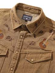 SRVテキサスフラッド刺繍ウエスタンシャツ