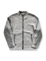 スタンドカラーとカラーブロックが映えるコットンカーディガン