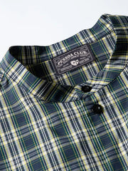 スタンドカラーグリッドチェックシャツ