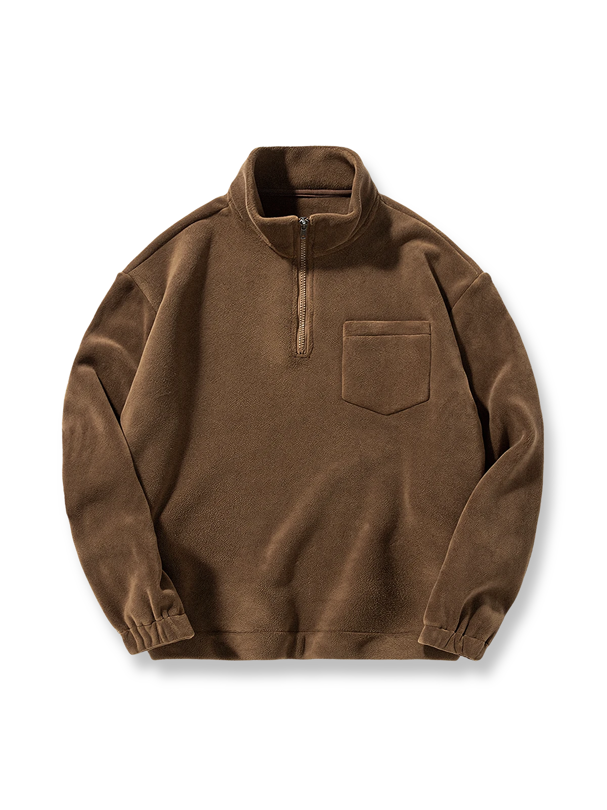 スタンドカラーデザインとハーフジップ仕様のオリオンフリーススウェット