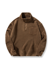 スタンドカラーデザインとハーフジップ仕様のオリオンフリーススウェット