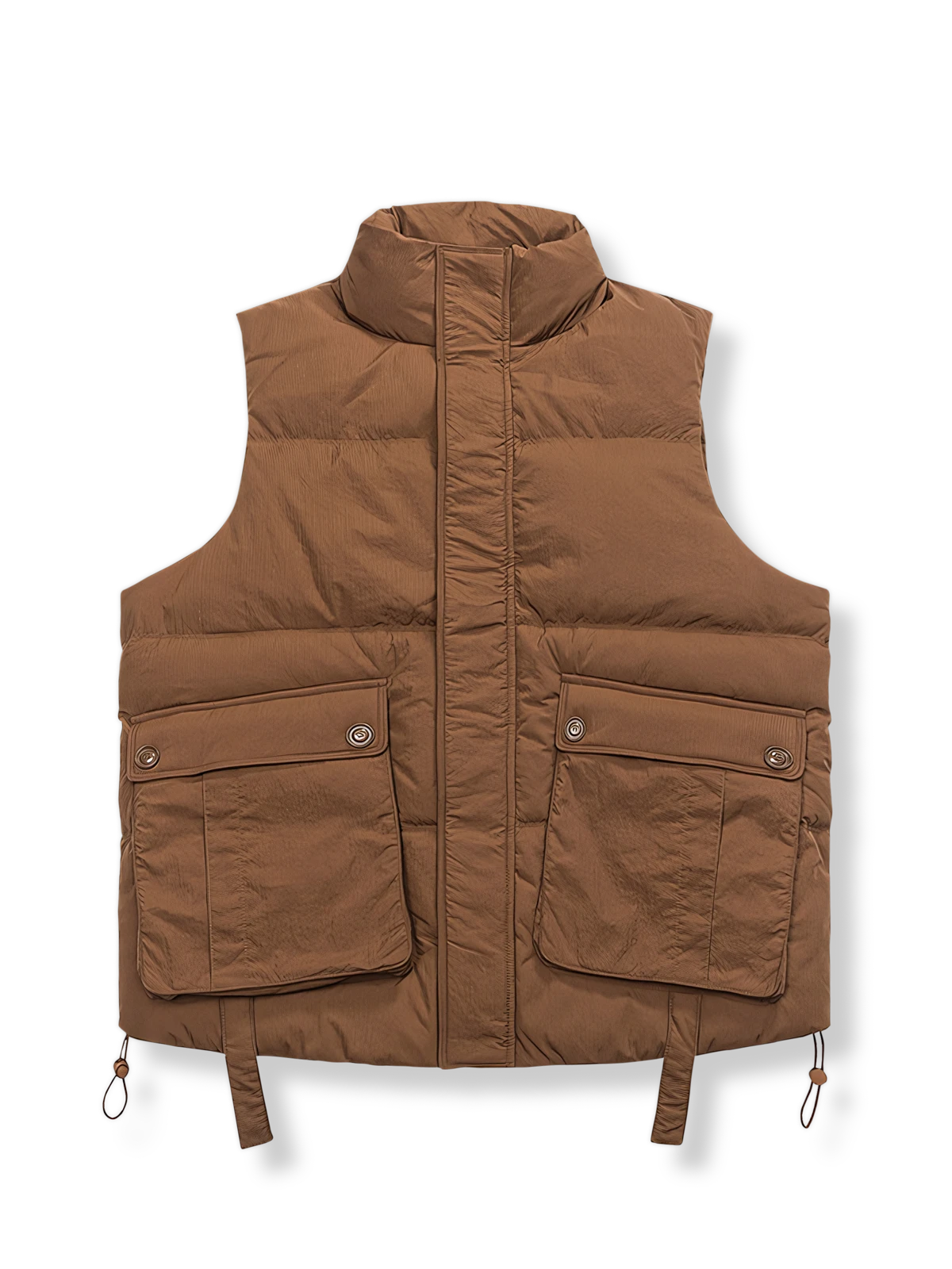 立襟と立体ポケット付きダウンベスト