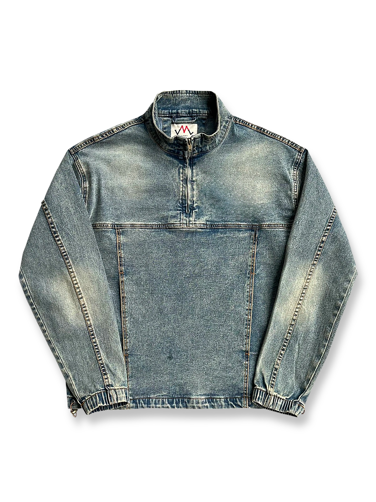 ウォッシュ加工が映えるスタンドカラーのデニムプルオーバージャケット