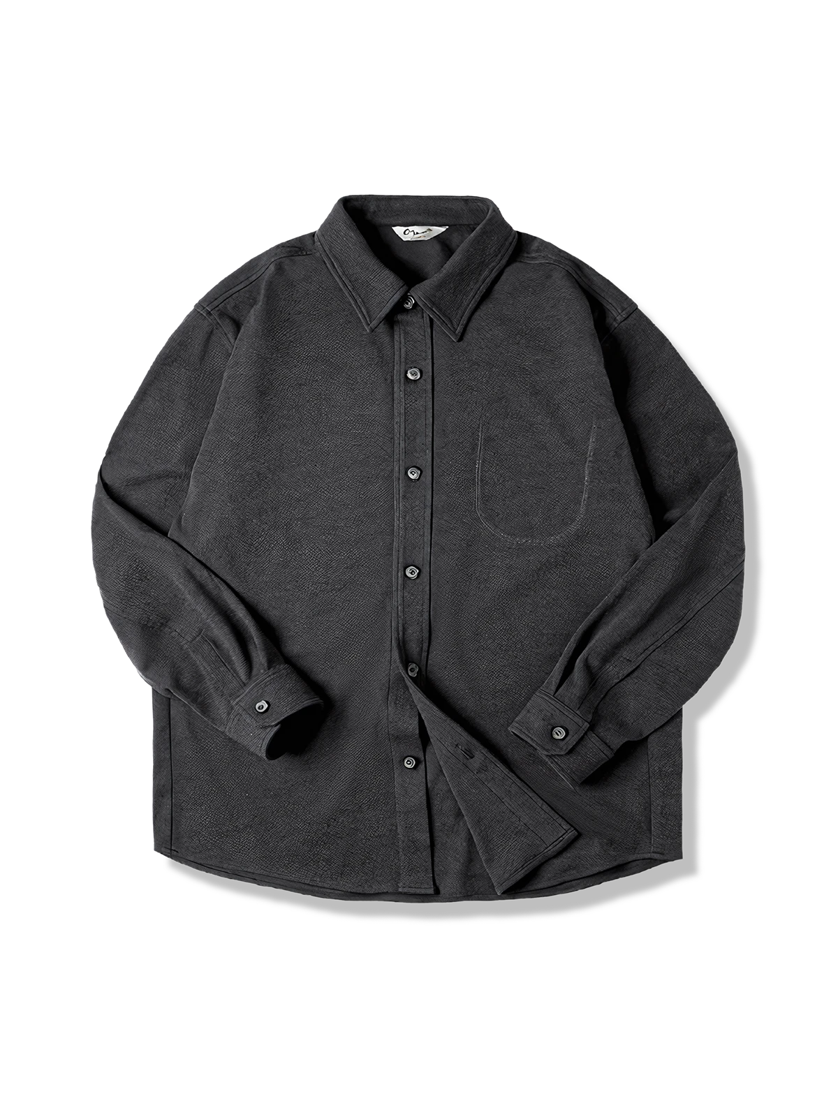 星空柄生地とU字型ステッチ襟付き、ポリエステル×スパンデックス素材の重ね着対応シャツ