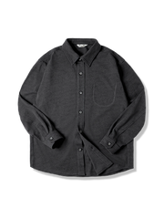 星空柄生地とU字型ステッチ襟付き、ポリエステル×スパンデックス素材の重ね着対応シャツ