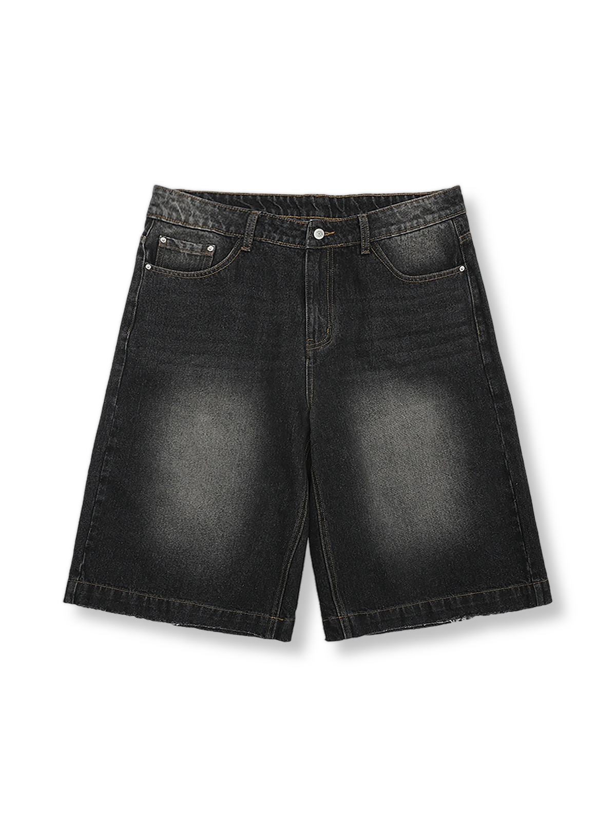 裾フリンジストレートデニムショーツ