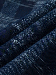 ブルー&ホワイトストライプスタンドカラーシャツ