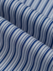 ブルー&ホワイトストライプスタンドカラーシャツ