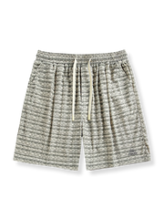 ヴィンテージストライプ柄のカジュアルハーフパンツ。