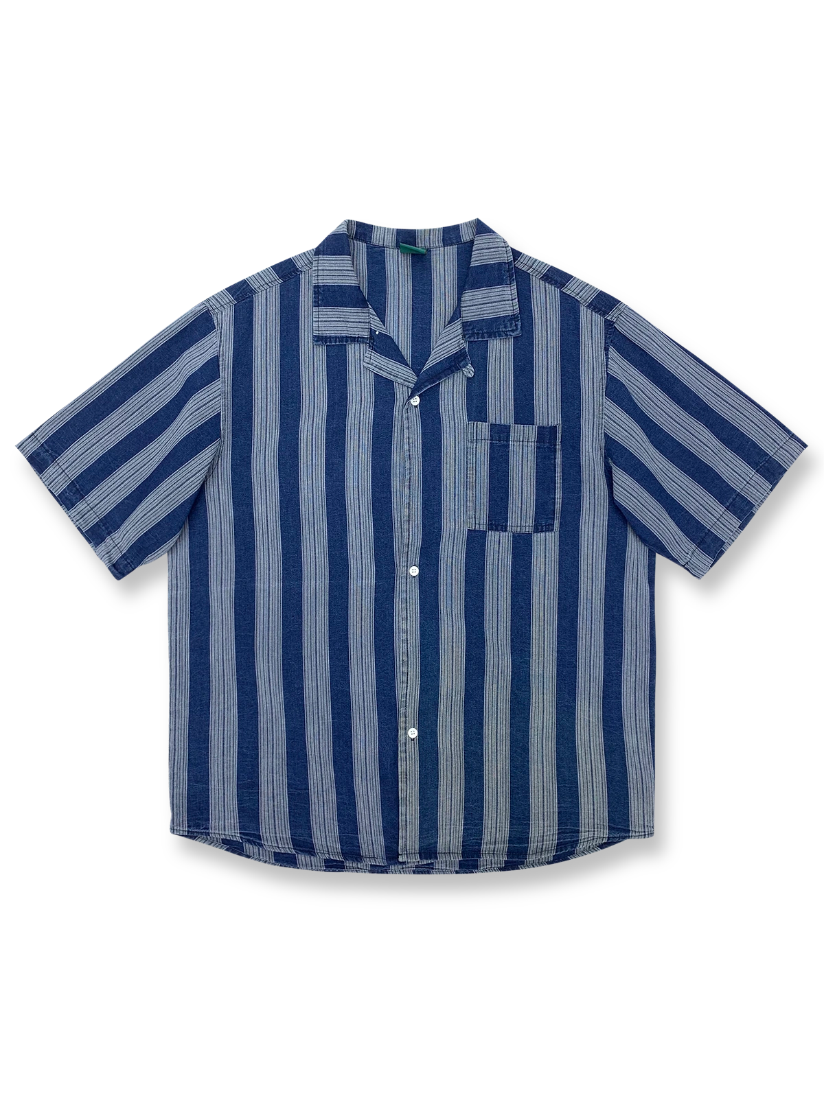 ブルーとホワイトのストライプが爽やかなキューバカラー半袖シャツ