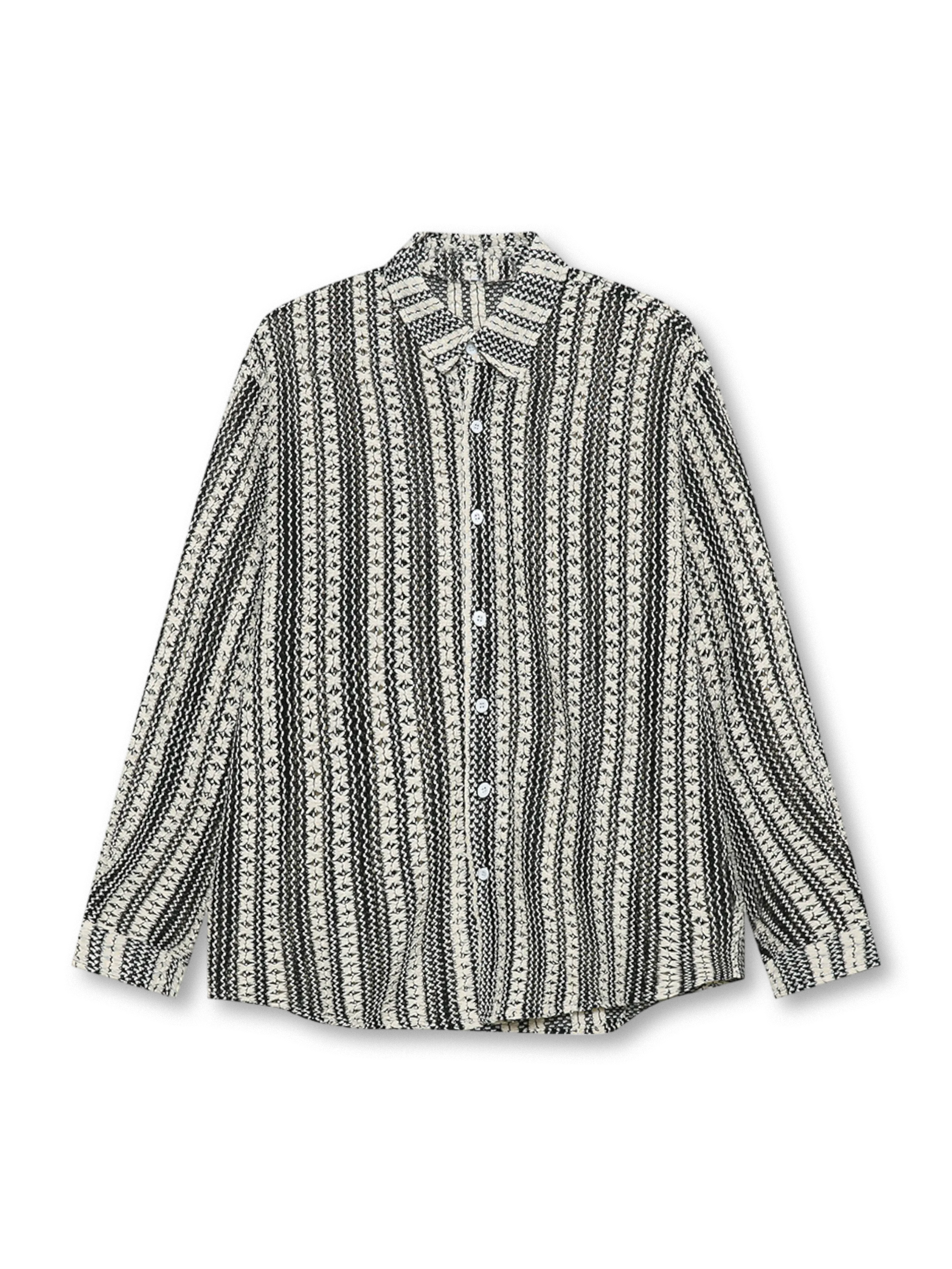 1970年代リゾートニット文化をルーツに持つストライプ柄オープンワークサンプロテクションシャツ