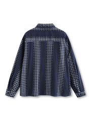 ストライプパッチワークオーバーサイズ長袖シャツ