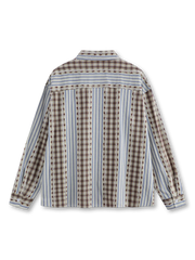 ストライプパッチワークオーバーサイズ長袖シャツ