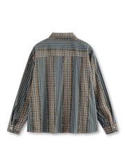 ストライプパッチワークオーバーサイズ長袖シャツ