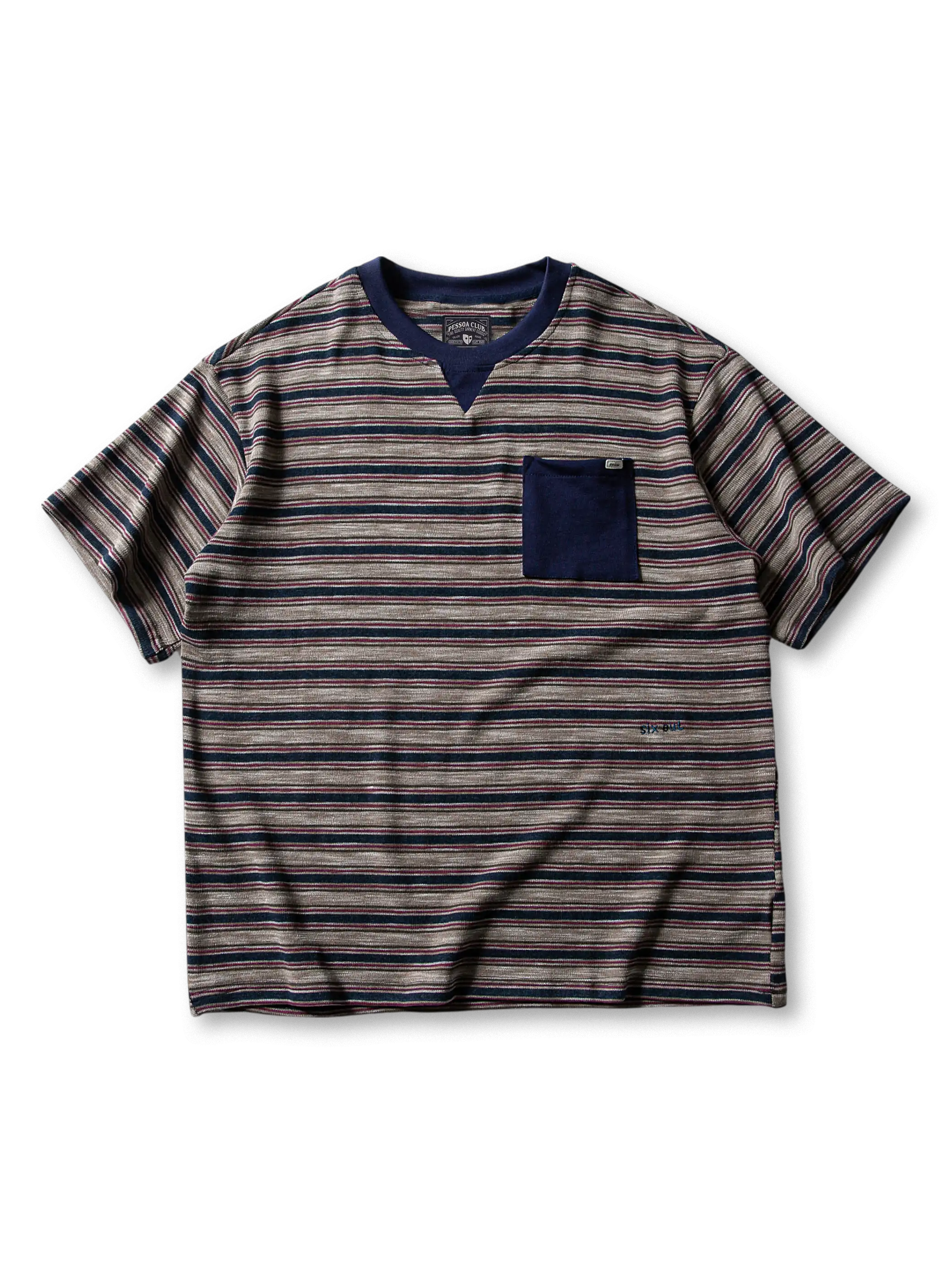 ボーダーVインサートポケットTシャツ正面画像