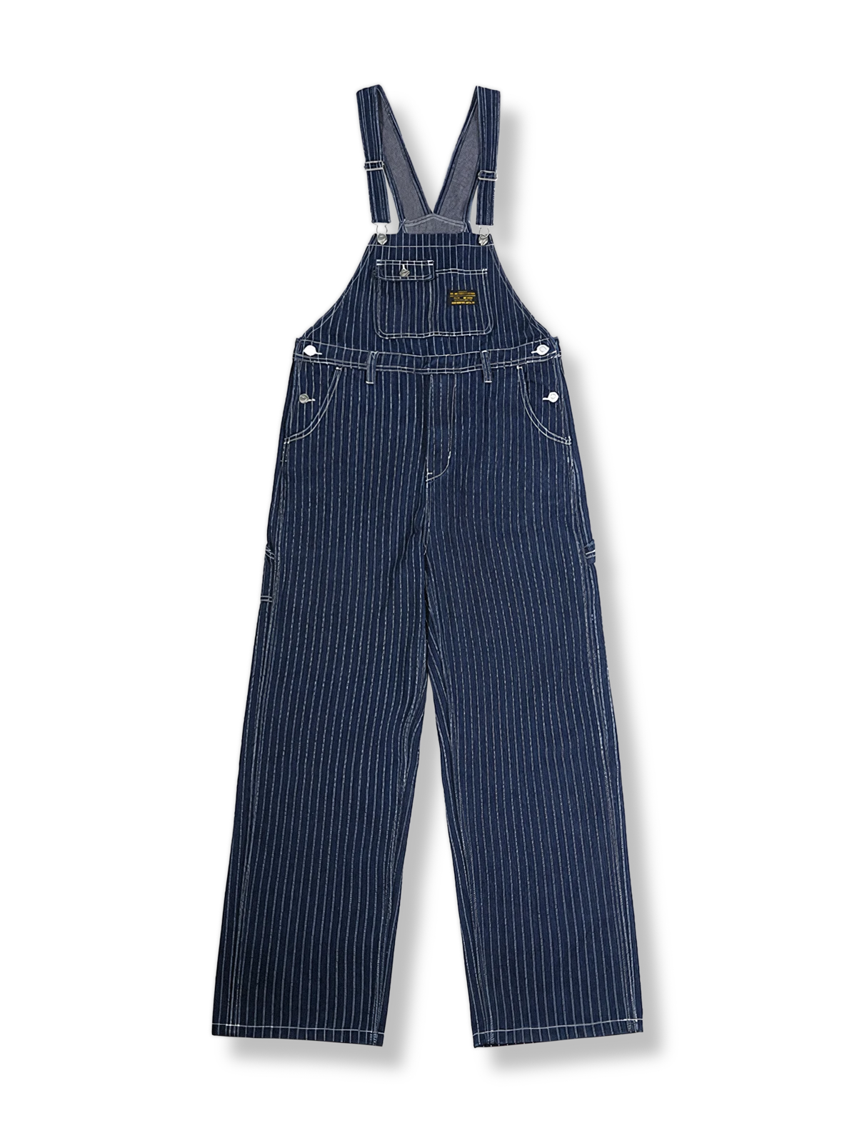 1920年代風のストライプデニムオーバーオールを着用したイメージソース