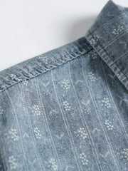 ストライプジャカードデニム五分袖シャツ