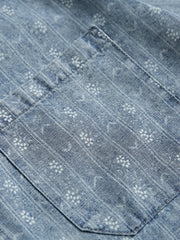 ストライプジャカードデニム五分袖シャツ