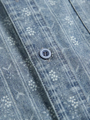 ストライプジャカードデニム五分袖シャツ