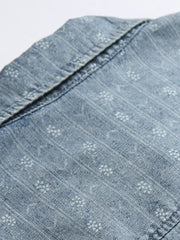 ストライプジャカードデニム五分袖シャツ