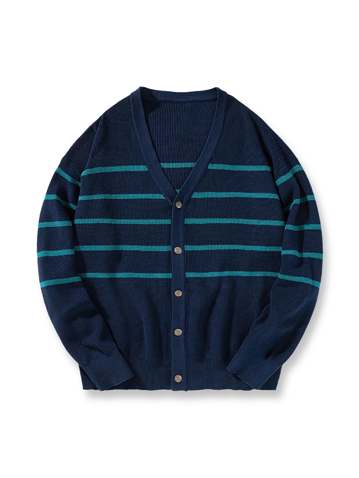 ストライプ柄ニットカーディガン