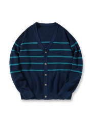 ストライプ柄ニットカーディガン