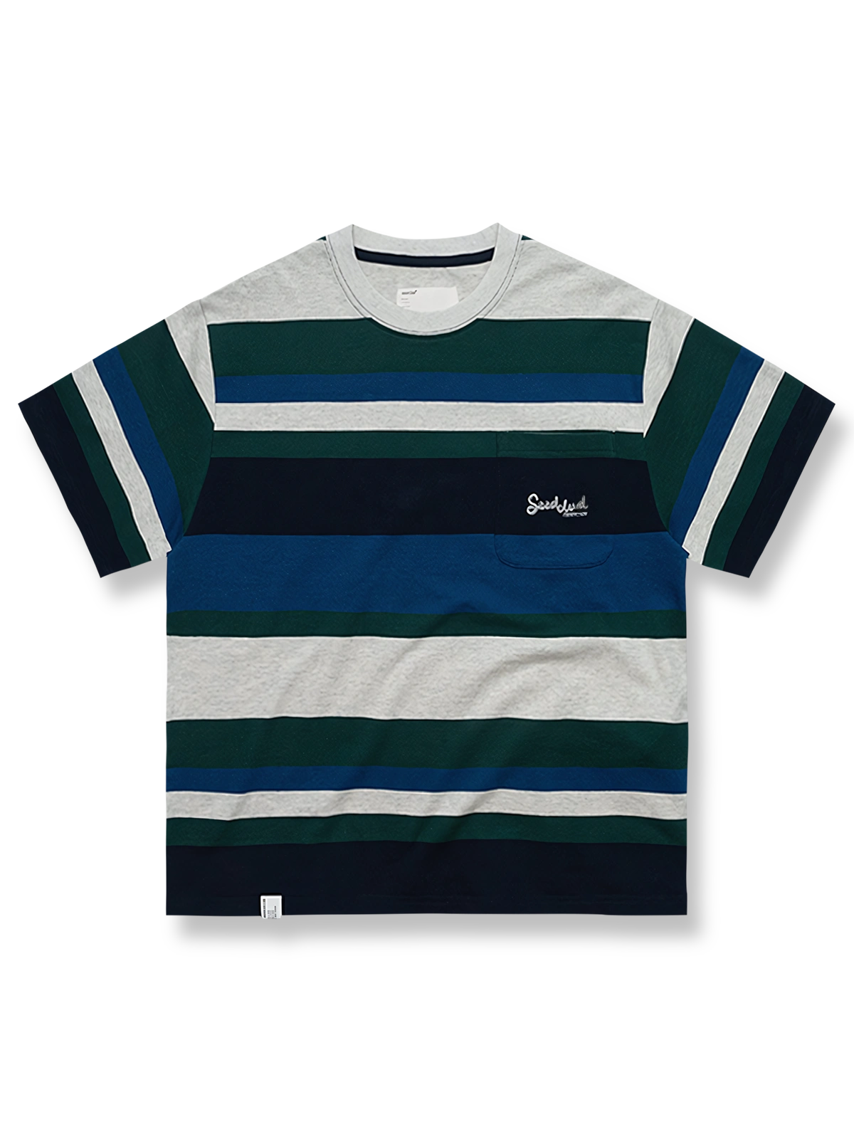 ツインヤーンコットンのクラシックストライプ半袖Tシャツ。